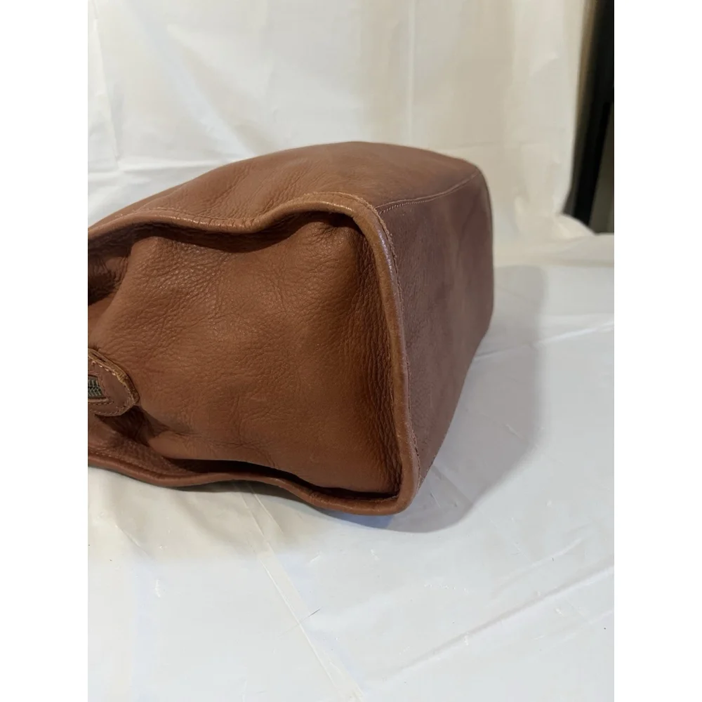 AMERICAN LEATHER CO. Lenox Leather Satchel brandy smooth leather